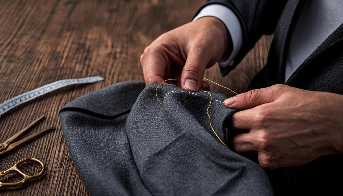 Master tailor's hands at work